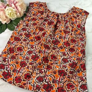 Marni Floral Print Orange Red White print scoop neck top size 42 new with tags